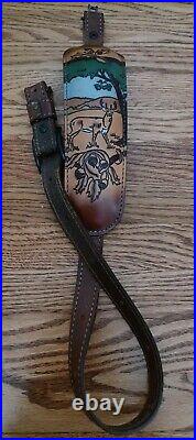 AA & E Leathercraft Cobra Style Rifle Sling 1000 Whitetail Deer Acorn Padded