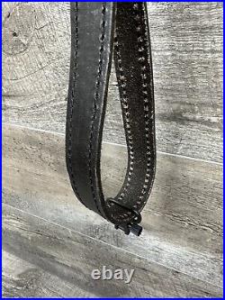 AA&E Leathercraft Rifle Sling (Deer Design) Embossed Leather Cowhide Rare Black