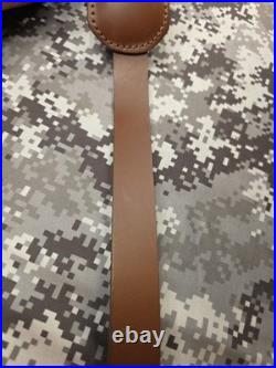 Aa&e Brown Leather Stitched Suede Backed Leather Rifle Sling With Swivels