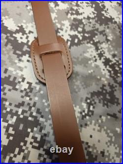 Aa&e Brown Leather Stitched Suede Backed Leather Rifle Sling With Swivels