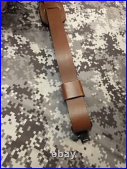 Aa&e Brown Leather Stitched Suede Backed Leather Rifle Sling With Swivels