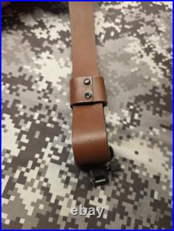 Aa&e Brown Leather Stitched Suede Backed Leather Rifle Sling With Swivels