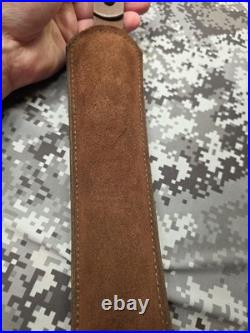 Aa&e Brown Leather Stitched Suede Backed Leather Rifle Sling With Swivels