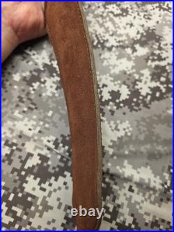 Aa&e Brown Leather Stitched Suede Backed Leather Rifle Sling With Swivels