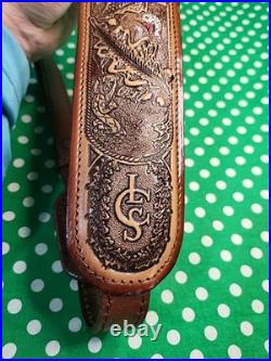 Aa&e Capital Leather LC Smith Tooled Stitched Suede Backed Padded Rifle Sling