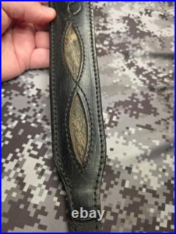 Aa&e Leathercraft Stitched Tooled Whitetail Buck Camo Suede Backed Rifle Sling