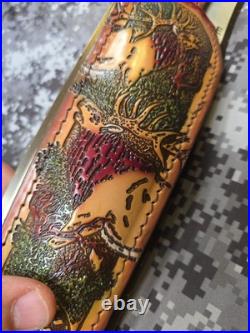 Aa&e Leathercraft Tooled Elk Padded Suede Backed Leather Rifle Sling W Swivels
