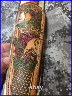 Aa&e Leathercraft Tooled Elk Padded Suede Backed Leather Rifle Sling W Swivels