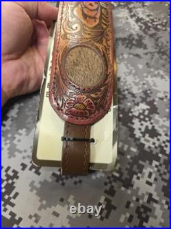 Aa&e Leathercraft Tooled Mule Deer Buck Hide Suede Backed Leather Rifle Sling