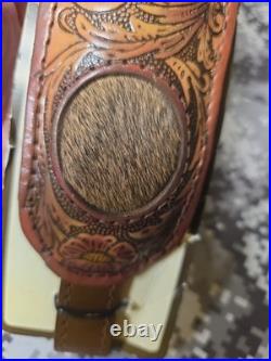 Aa&e Leathercraft Tooled Mule Deer Buck Hide Suede Backed Leather Rifle Sling