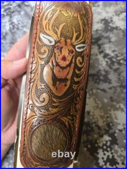 Aa&e Leathercraft Tooled Mule Deer Buck Hide Suede Backed Leather Rifle Sling