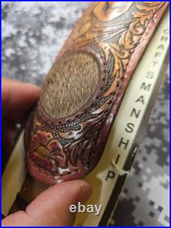 Aa&e Leathercraft Tooled Mule Deer Buck Hide Suede Backed Leather Rifle Sling