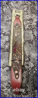 Aa&e Leathercraft Tooled Whitetail Rifle Acorn Leather Rifle Sling W Swivels