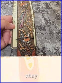 Aa&e Leathercraft Tooled Whitetail Rifle Acorn Leather Rifle Sling W Swivels