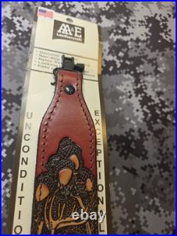 Aa&e Leathercraft Tooled Whitetail Rifle Acorn Leather Rifle Sling W Swivels