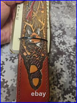 Aa&e Leathercraft Tooled Whitetail Rifle Acorn Leather Rifle Sling W Swivels