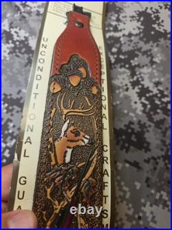 Aa&e Leathercraft Tooled Whitetail Rifle Acorn Leather Rifle Sling W Swivels