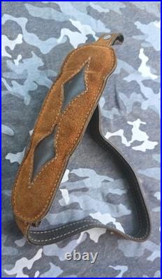 Aa&e White Stitched Suede 2 Diamond Suede Backed Leather Rifle Sling