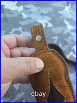 Aa&e White Stitched Suede 2 Diamond Suede Backed Leather Rifle Sling