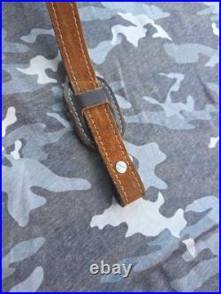 Aa&e White Stitched Suede 2 Diamond Suede Backed Leather Rifle Sling