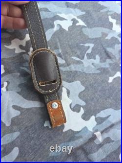 Aa&e White Stitched Suede 2 Diamond Suede Backed Leather Rifle Sling