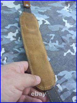 Aa&e White Stitched Suede 2 Diamond Suede Backed Leather Rifle Sling