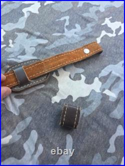 Aa&e White Stitched Suede 2 Diamond Suede Backed Leather Rifle Sling