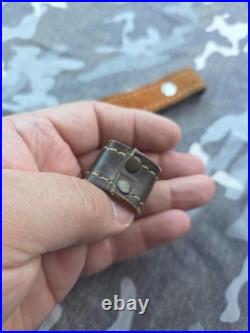 Aa&e White Stitched Suede 2 Diamond Suede Backed Leather Rifle Sling