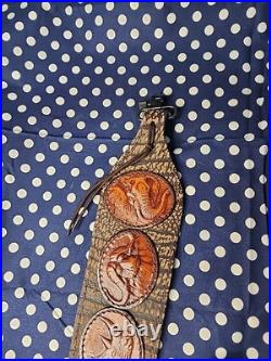African Big Game Hunting Leather Thumbhole Rifle Sling Suede Backed W Swivels