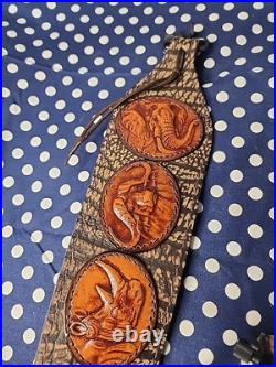 African Big Game Hunting Leather Thumbhole Rifle Sling Suede Backed W Swivels