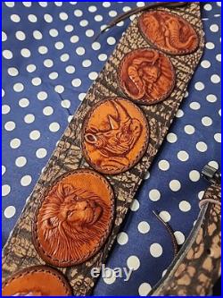 African Big Game Hunting Leather Thumbhole Rifle Sling Suede Backed W Swivels