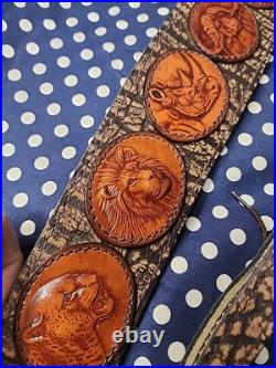 African Big Game Hunting Leather Thumbhole Rifle Sling Suede Backed W Swivels