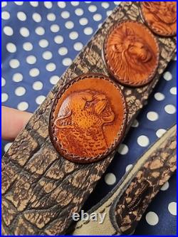 African Big Game Hunting Leather Thumbhole Rifle Sling Suede Backed W Swivels