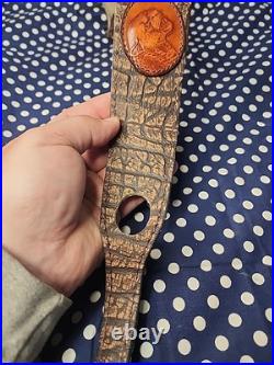 African Big Game Hunting Leather Thumbhole Rifle Sling Suede Backed W Swivels