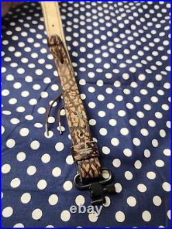 African Big Game Hunting Leather Thumbhole Rifle Sling Suede Backed W Swivels