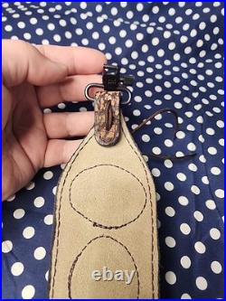 African Big Game Hunting Leather Thumbhole Rifle Sling Suede Backed W Swivels