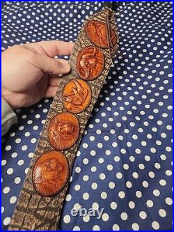 African Big Game Hunting Leather Thumbhole Rifle Sling Suede Backed W Swivels