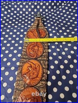 African Big Game Hunting Leather Thumbhole Rifle Sling Suede Backed W Swivels