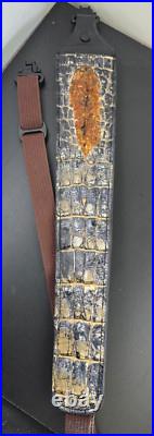 Alligator skin Rifle Sling CUSTOM handcrafted padded Genuine with CLOACA gluteus