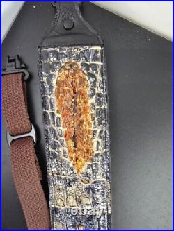 Alligator skin Rifle Sling CUSTOM handcrafted padded Genuine with CLOACA gluteus