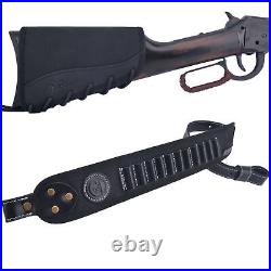 Ambidextrous Leather Canvas Gun Buttstock with Sling for. 308.30-30.22LR 12GA