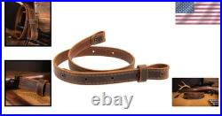 Amish Handmade Buffalo Leather Rifle Sling Elegant Crazy Horse/Brown, 1 Width