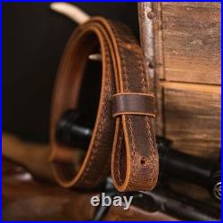 Amish Handmade Buffalo Leather Rifle Sling Elegant Crazy Horse/Brown, 1 Width