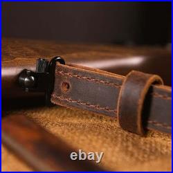 Amish Handmade Buffalo Leather Rifle Sling Elegant Crazy Horse/Brown, 1 Width