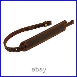 Amish Handmade Leather Padded Rifle Gun Sling Crazy Horse Brown Stitched