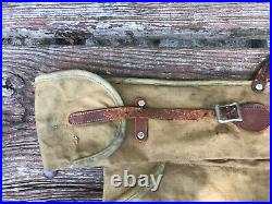 Antique WW1 Leather & Canvas Rifle Case and Sling Strap Vintage Gun Accessory