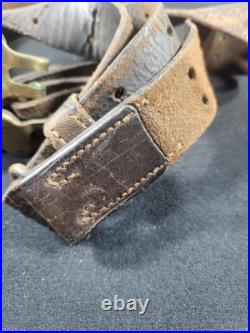 Authentic M1907 Pattern World War I Brown Leather Rifle Sling Unmarked