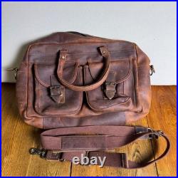 Authentic Vtg Heavy Leather NRA Expedition Gear Range Safari Bag 16x11x4 Unused