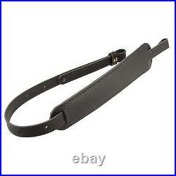 BF500 Buffalo Leather Padded Rifle Gun Sling Black/Black Stitched Amish Handmade