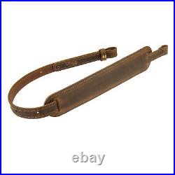 BF500 Buffalo Leather Padded Rifle Gun Sling, Crazy Horse/Brown Stitched, Ami